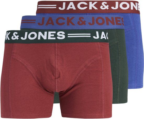 JACK&JONES JACLICHFIELD TRUNKS 3 PACK NOOS Heren Boxershorts Fired Brick Effen Katoen/Elastaan Maat XL