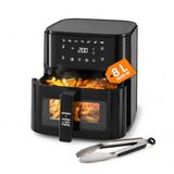Avilia Heteluchtfriteuse, 7,5 l, 1600 W, koken zonder olie, multifunctionele elektrische oven met digitaal led-paneel, 7,5 l, met 8 kookprogramma's