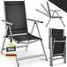 Tillvex® Chaise de jardin 1 pièce pliable en aluminium | Chaise haute avec accoudoirs | Chaise pliante réglable