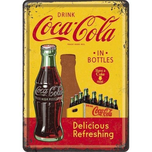 Nostalgic Art Merchandising 4036113102764 Coca-Cola-In Bottles-Metalen Wandbordje - 10 x 15 cm
