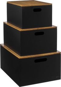 JJA Boîtes de rangement avec couvercles en bambou BAVA, set de 3