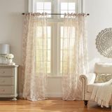 Elrene Home Mode Westport Bloemen Tie-Top Sheer Gordijn, 132 x 241 cm (1 paneel), vlas