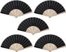 Merkloos Spaanse waaier - 5x - zwart - 42 x 23 cm - hout - verkoelend - handwaaier