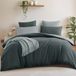 TRANKIELO® - Ensemble de literie 3 pièces 200 x 220 cm - Housse de couette réversible avec fermeture éclair - Microfibre anthracite/gris