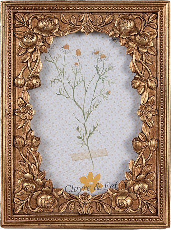 Clayre & Eef Fotolijst 13x18 cm Goudkleurig Kunststof Glas Rechthoek Fotokader