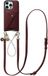 AVY Leren Hoesje geschikt voor Apple iPhone 16 Pro Max | Met Koord en Magnetische Kaarthouder | Compatibel met MagSafe | Leather Case met 30CM & 130CM Koord & Wallet | Leather and Pearls | Burgundy