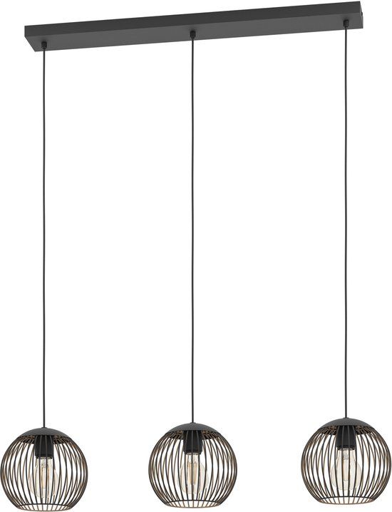 EGLO Almanzora Hanglamp - E27 - 90 cm - Zwart/Koper