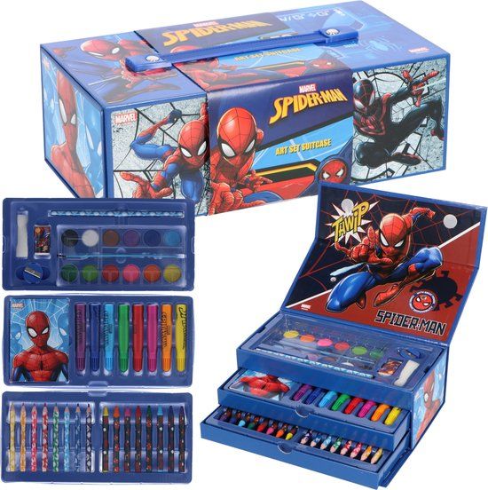 Spider-Man Kleurdoos met 3 Lades - Stiften - Potloden - Verf - Krijtjes
