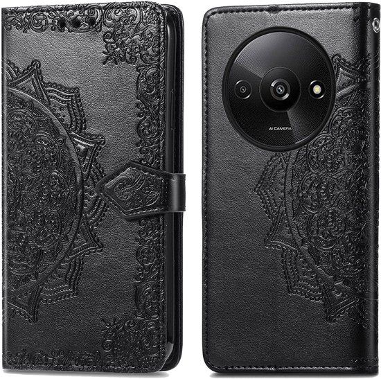 imoshion Hoesje - Geschikt voor Xiaomi Redmi A3 - Mandala Bookcase - Zwart
