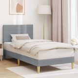 vidaXL Bedframe met hoofdeinde, lichtgrijs, 90 x 190 cm, stof