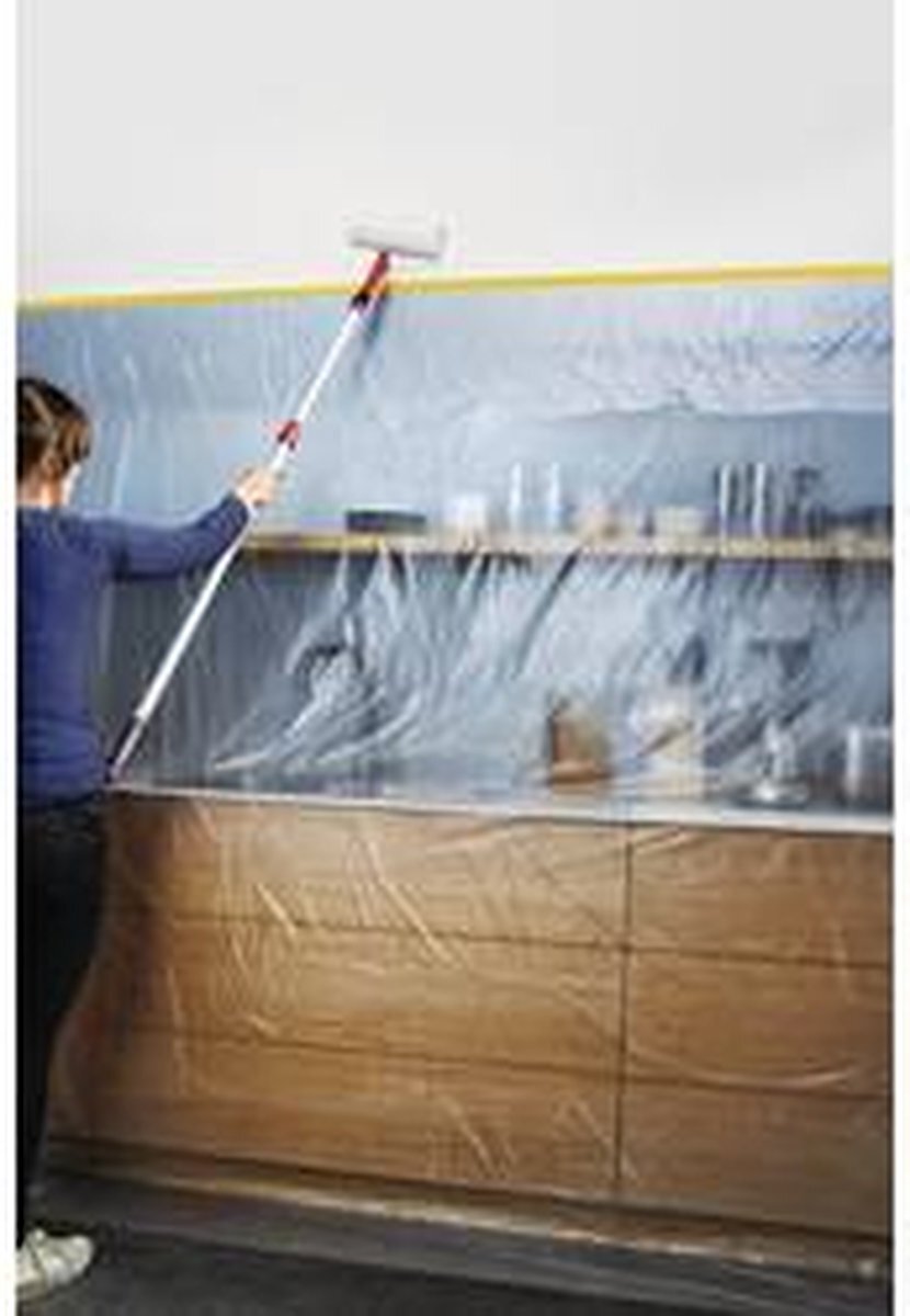 tesa Easy Cover Perfect+ Refill M - 2-in-1 schilderfolie met schildertape van Washi-papier - voor het afplakken en afdekken bij schilderwerk - 33 m x 140 cm