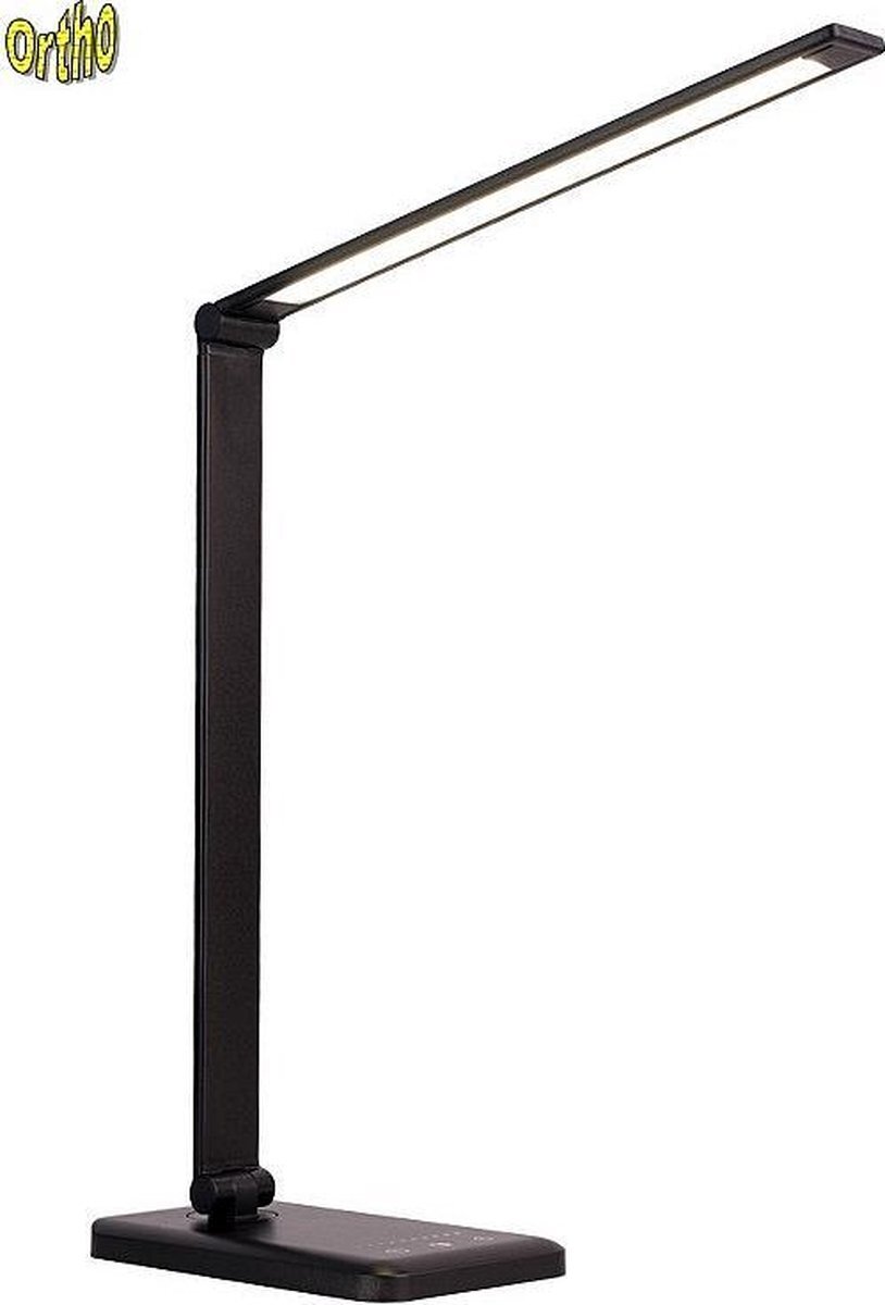 Ortho Ortho® Bureaulamp Bedlamp Leeslamp Nachtlamp –LED – Keur licht, van warm wit tot daglicht – Dimbaar – met USB oplaadpoort voor bv uw telefoon – Zwart