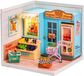 BTDW Miniatuurhuis-bouwpakket - Fruitwinkel en café - Zelfbouw van bois - Schaal 1:20 - LED-verlichting