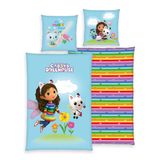 HERDING Gabby's Dollhouse Beddengoedset, kussensloop 65 x 100 cm, dekbedovertrek 160 x 210 cm, met soepel lopende ritssluiting, katoen