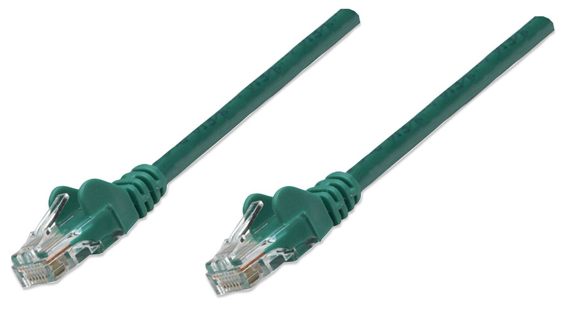 Intellinet Network Patch Cable, Cat6, 2m, Green, CCA, U/UTP, PVC, Gold Plated Contacts, Snagless, Booted, Polybag