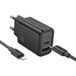 HOCO N61 Chargeur secteur avec câble USB-C, 20W, 3A, 1 x USB-A - 1 x USB-C, Noir