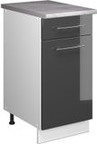Vicco Onderkast voor spoelbak/kookplaat Fame-Line, Antraciet Hoogglans/Wit, 40 cm, WB Marmer