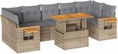 vidaXL 8-delige Loungeset met kussens, polyrattan, acacia, beige