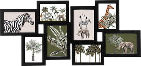 ATMOSPHERA CREATEUR D'INTERIEUR Atmosphera Collage fotolijst/fotoframe - 8 foto's - zwart - wand - 63 x 30 cm