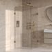 Brauer Void - Carving Douchecabine met Draaideur - Helder Glas - 90x90x200 cm - incl. Glascoating - PVD Goud Geborsteld