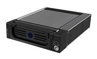 Icy Box IB-138SK-B-II Wissellijst voor 1 x 3,5 inch (8,9 cm) SATA harde schijf voor 1 x 5,25 inch bay, ventilator, SATA III, slot, aluminium, zwart