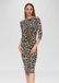 s.Oliver Jurk ecru panterprint lange mouw ronde hals kuithoogte polyester 42