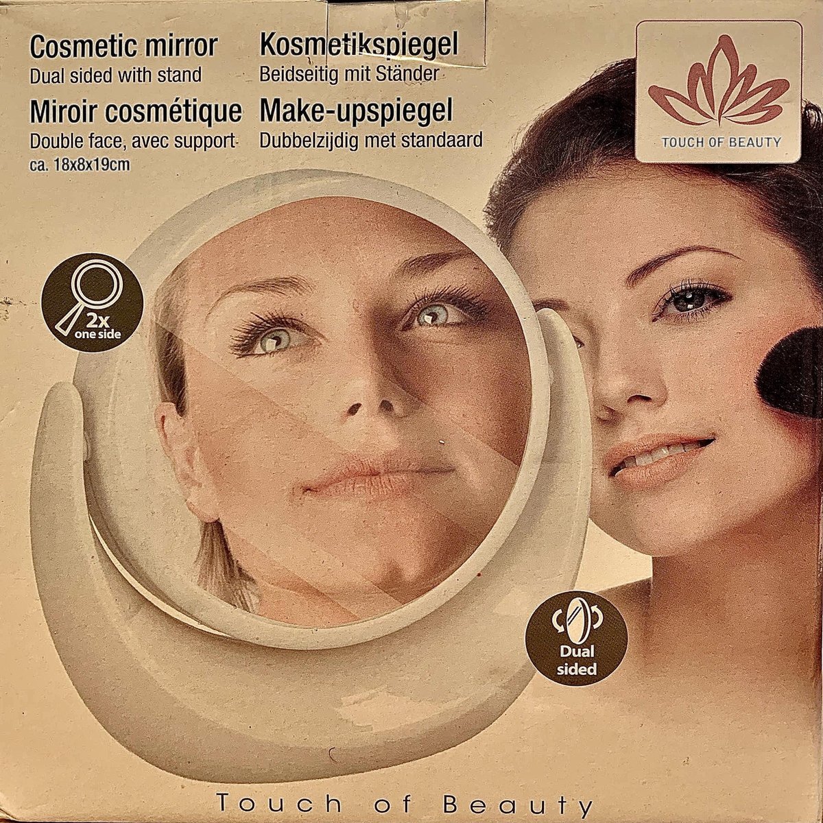 Touch Of Beauty 3x Vergrotende Make-up Spiegel Wit - 18x8x19CM - Dubbelzijdig Met Standaard -