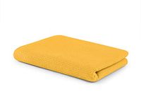 SETEX Wafelpiqué knuffeldeken, veelzijdige deken van 100% katoen, geschikt als woondeken, sprei, zomerdeken, outdoordeken en meer, 150 x 200 cm, geel, saffraan geel