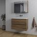 Saniclass Chaci Ensemble de meubles de salle de bain - 80x46x55cm - lavabo en céramique blanc - 1 vasque - sans trous de robinetterie - 2 tiroirs - armoire de toilette - noyer