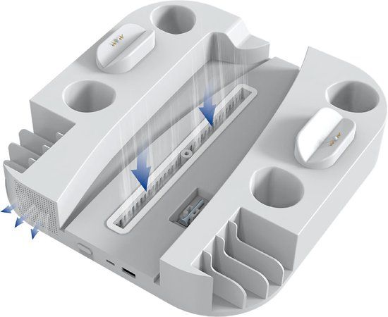 Qware Cooling Stand PlayStation 5 & Slim - 2 Controller Chargers - White