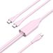 Kabel USB C naar 2 x USB C/m, lengte 1,5 m, roze