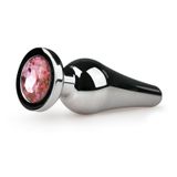 Easytoys Anal Collection Bouchon de fesses en métal argenté avec diamant rose