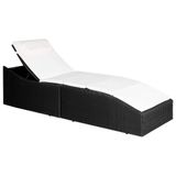 VidaXL Lounge Gecapitonneerde Zitting Polyethyleen, Rotan, Staal Zwart, Crème, Wit
