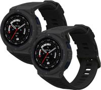 kwmobile 2x horlogebandjes geschikt voor Amazfit Active Edge (A2212) bandje - Smartwatch bandjes van TPU - Activity tracker horloge band in zwart
