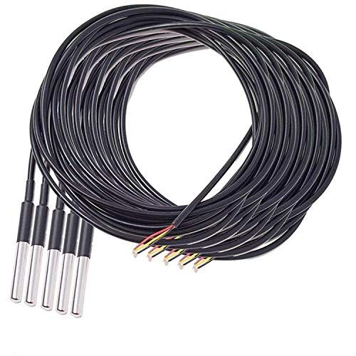 AZ Delivery 5 x 3m Kabel DS18B20 Digitale Roestvrij Staal Temperatuursensor, Waterdicht compatibel met Arduino en Raspberry Pi Inclusief E-Book!