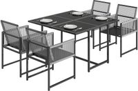 Outsunny Patio eetset-Staal, Netstof-120L x 120B x 72H cm-Lichtgrijs