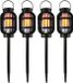 Merkloos Solar tuinlamp 3 in 1 - 4x - vlameffect - zonne-energie - 23 cm - prikspot - lantaarn