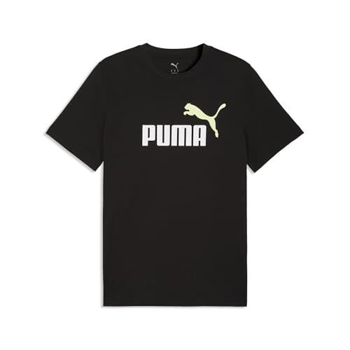 PUMA Essentials 2 Colour No. 1 Logo T-shirt voor heren M, Black Apple Spritz Green
