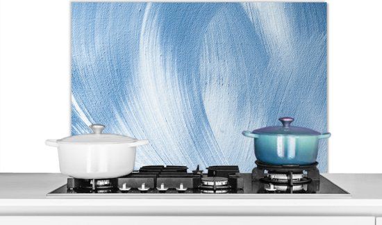 KitchenYeah Spatscherm keuken 90x60 cm - Kookplaat achterwand Blauw - Acrylverf - Design - Muurbeschermer - Spatwand fornuis - Aluminium
