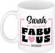 Bellatio Decorations Naam mok Sarah - wit - Fabulous - keramiek - 300 ml