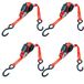 PETEX 4 x automatische ratelspanband, zelfoprollend, 1-delig, 5 m x 25 mm, 350/700 daN, tot 700 kg, rood, S-haak