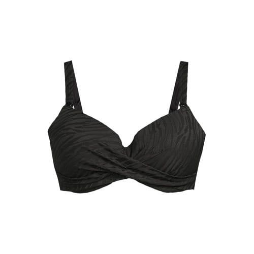 BEACHWAVE Curve voorgevormde beugel bikinitop met textuur zwart