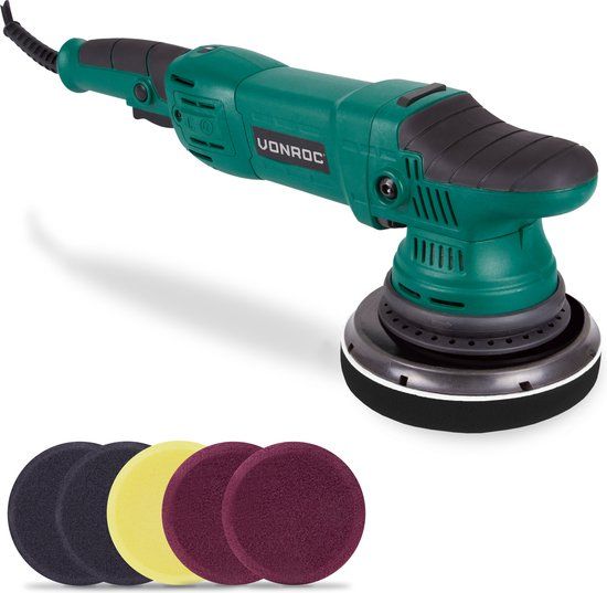 VONROC Polijstmachine - Poetsmachine – 1050W – Ø150MM – Soft start – Incl. 7 polijstschijven & 1 steunschijf