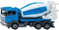 Siku 1896 Betonmixer, bouwplaatsvoertuig, 1:87, metaal/kunststof, speelgoedmodel met roterende trommel, blauw/wit
