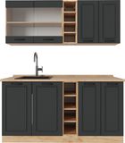 Vicco R-Line Eenpersoonskeuken – 160 cm, WB Eik Antraciet landhuis/gouden eik