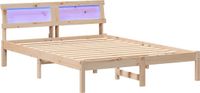 vidaXL Bedframe met hoofdeinde Bruin 140 x 190 cm Massief grenenhout