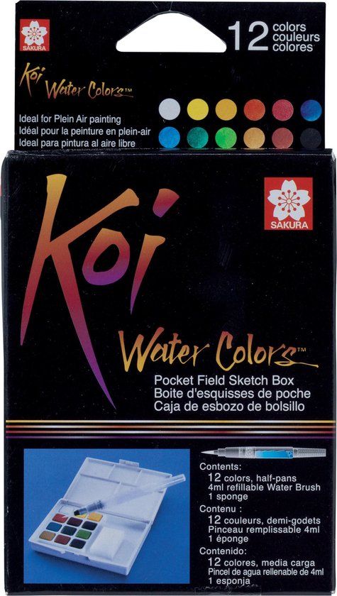 Sakura Koi Water Colors Pocket Field Sketch Box | 12 halve napjes