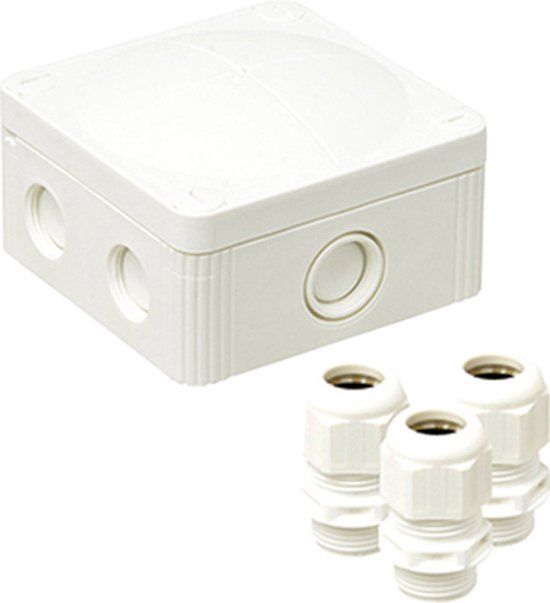 Enzo Wiska COMBI 407 Universeel kabeldoos + 3 wartels 95x95x60mm - IP66/67 - Wit