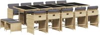 vidaXL 15-delige Tuinset met Kussens, Poly Rattan, Gemengd Beige