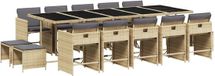 vidaXL 15-delige Tuinset met Kussens, Poly Rattan, Gemengd Beige